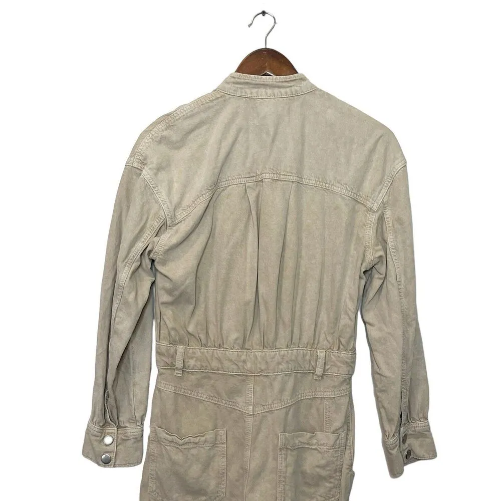 Ba&sh Dincy Utility Jumpsuit Long Sleeves Full Length Beige Women’s Size US 4 - Image 5
