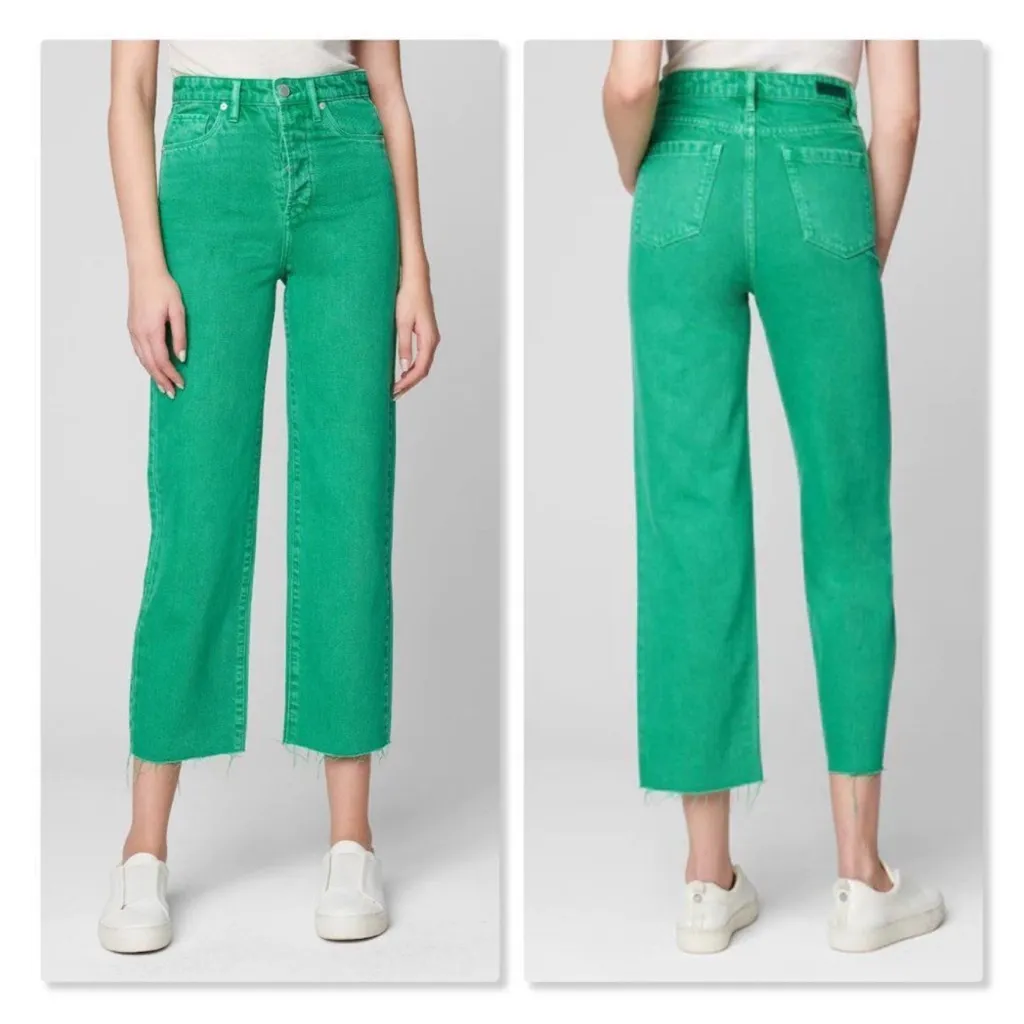 Blank NYC | 'The Baxter' Green High-Rise Crop Straight Leg Jeans - size 26 - Image 2