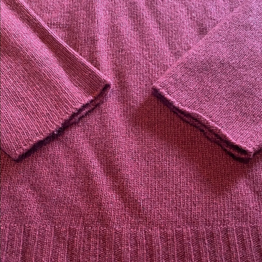 Bianco Blu Made in Italy Merino Cashmere Blend Crew Neck Sweater Burgundy LARGE Purple - Image 5