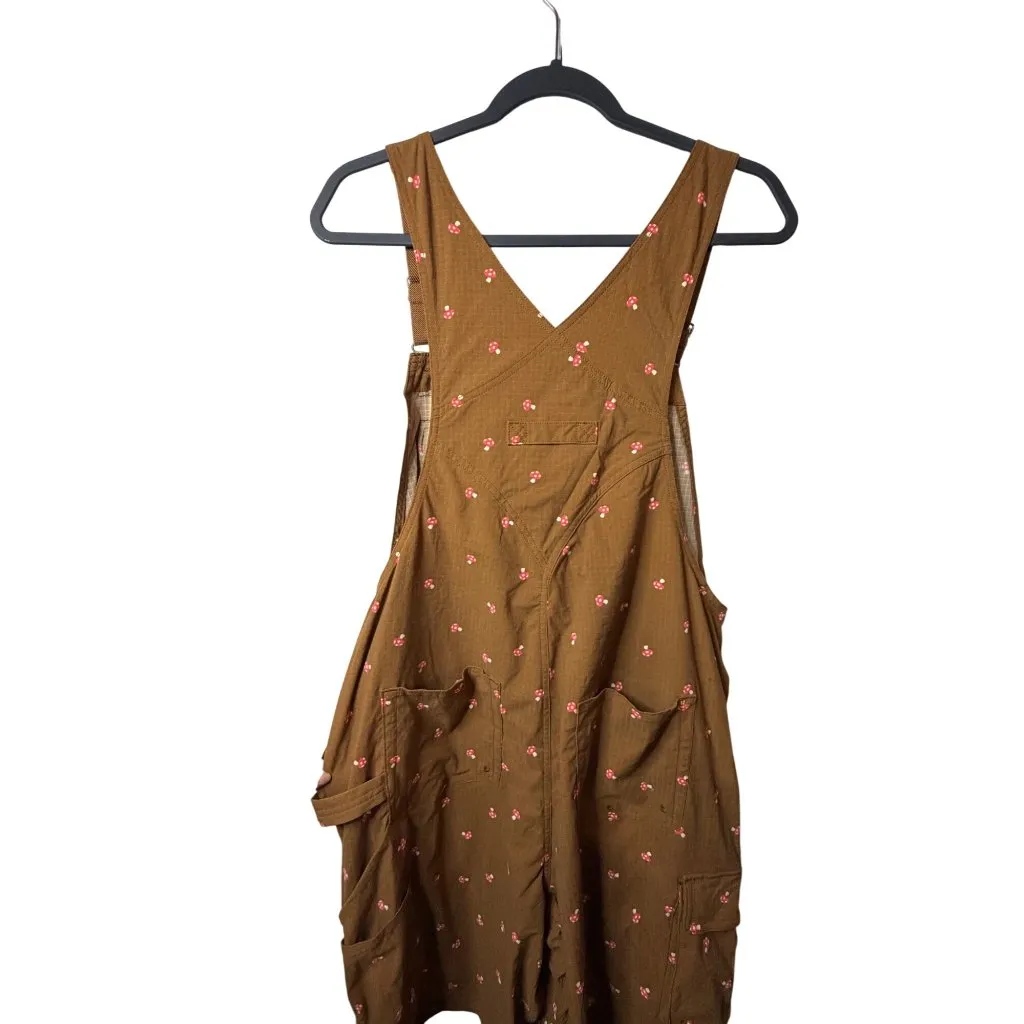 Duluth Trading Co Women Large Mushroom AOP Print Gardening Bib Overalls Heirloom Brown - Image 7