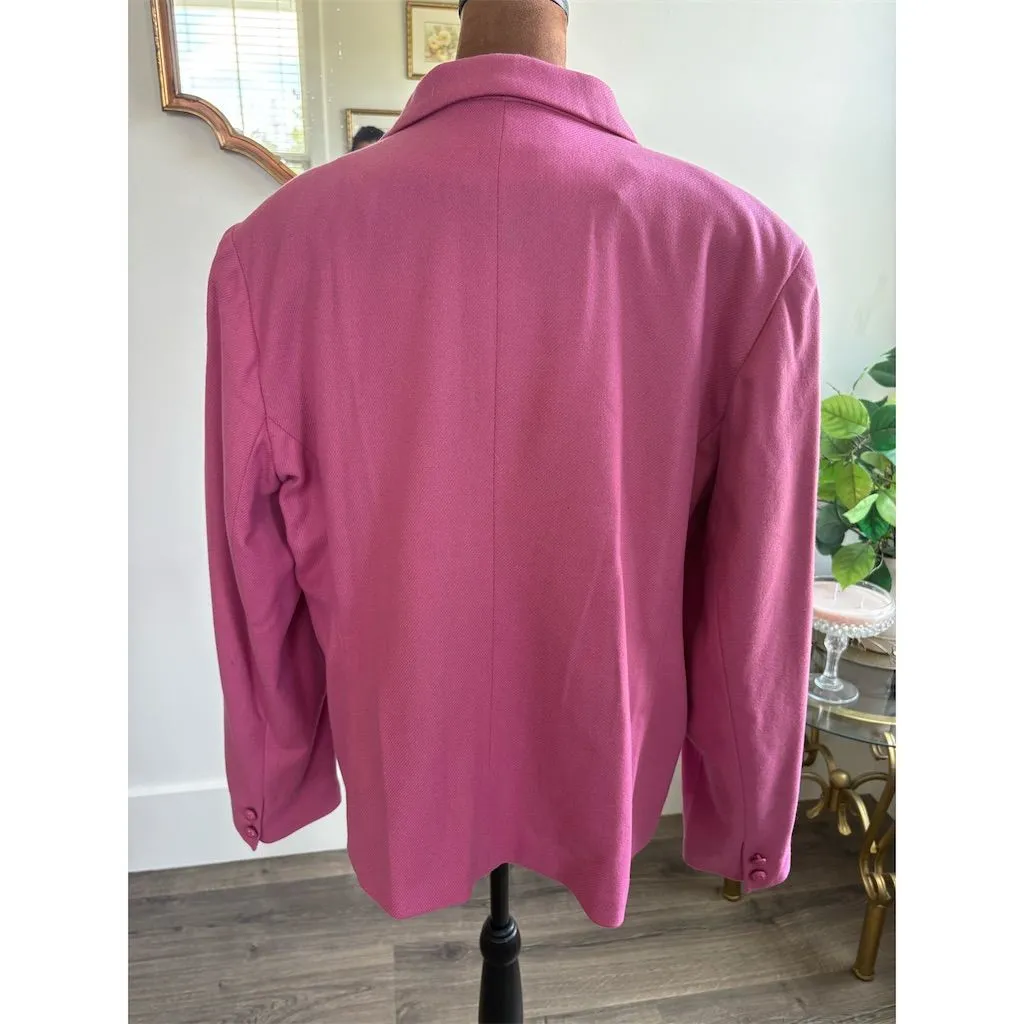 Anthropology Sag Harbor Women's Pink Blazer Jacket M Notched Lapel‎ Button Front Size M - Image 2