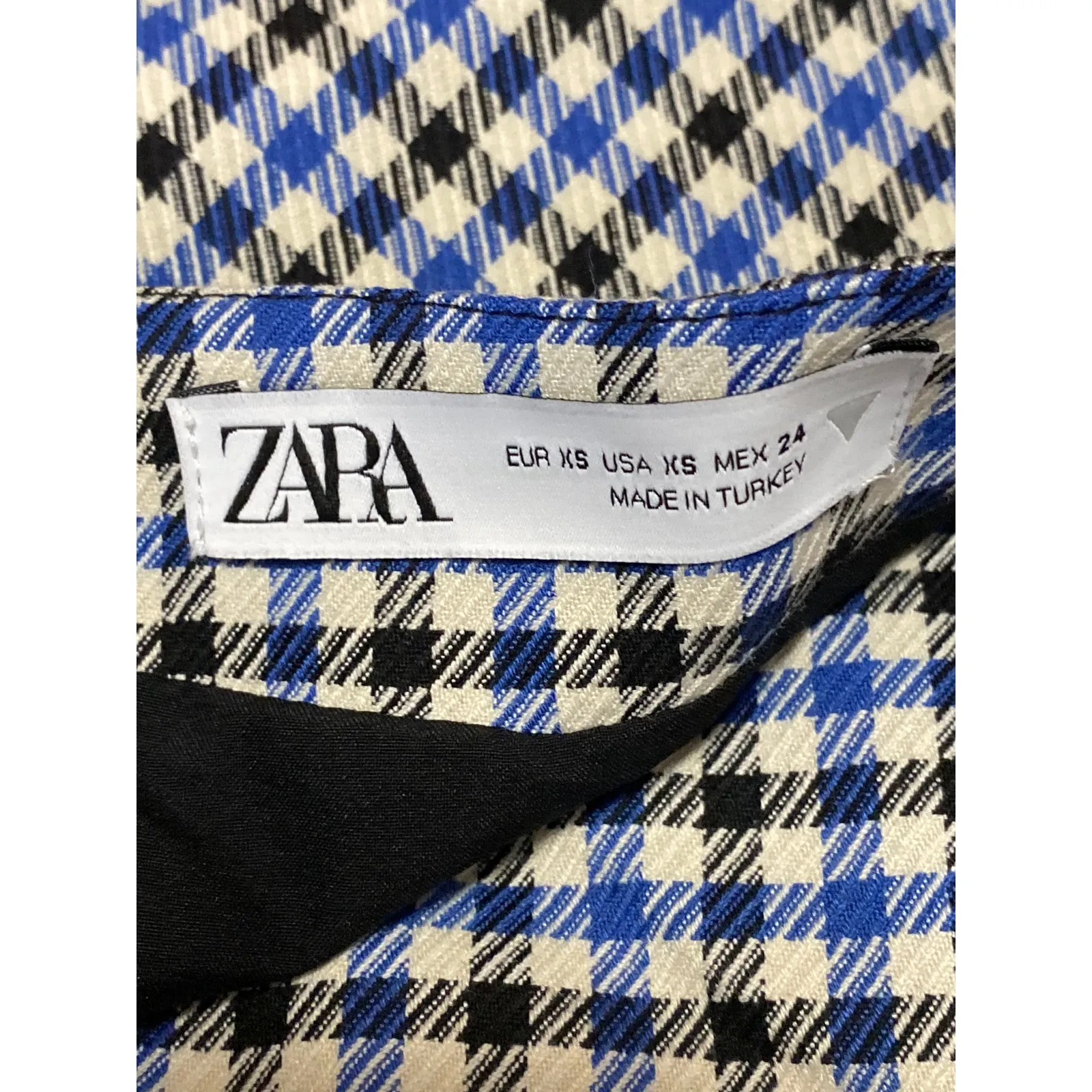 Zara Women's Blue Gingham Houndstooth Sleeveless V Neck Vest Crop Top Size XS - Image 3