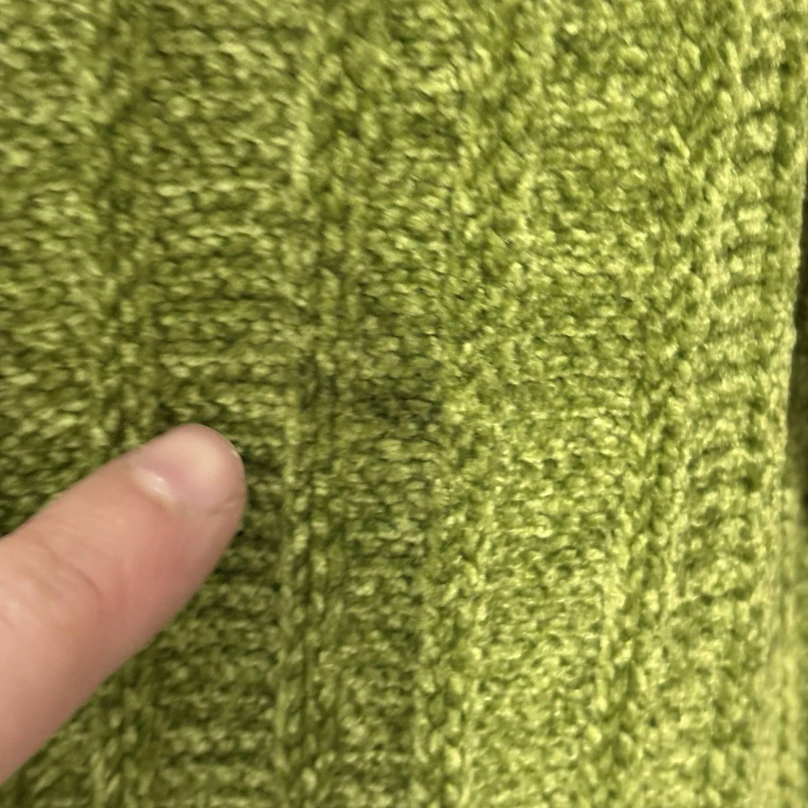 Vintage 90s Small Chenille Sweater Cardigan Peter Pan Collar Pockets Green Cozy - Image 7