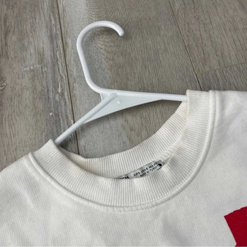 Zara Xevi Sola Sweatshirt art womens White (small) oversized artsy colorful - Image 4