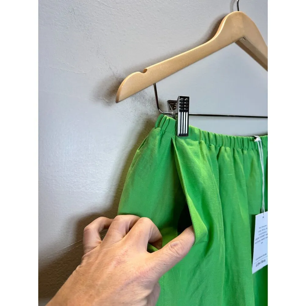 & Other Stories & Other Stories Women's Size 4 Green Midi Skirt Side Slit Elastic Waist NWT - Image 4