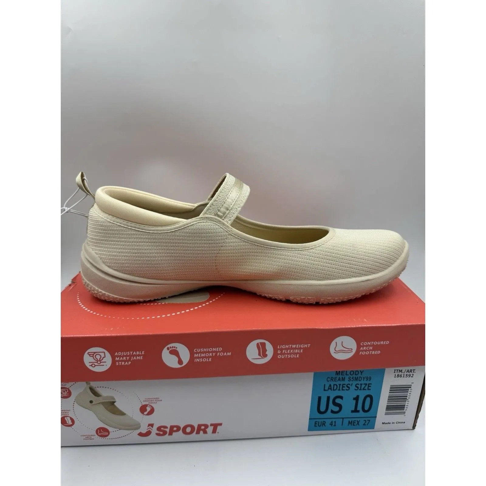 Jsport Womens Shoes Cream Mary Jane Memory Foam Contoured Arch Lightweight Sz 10 - Image 13