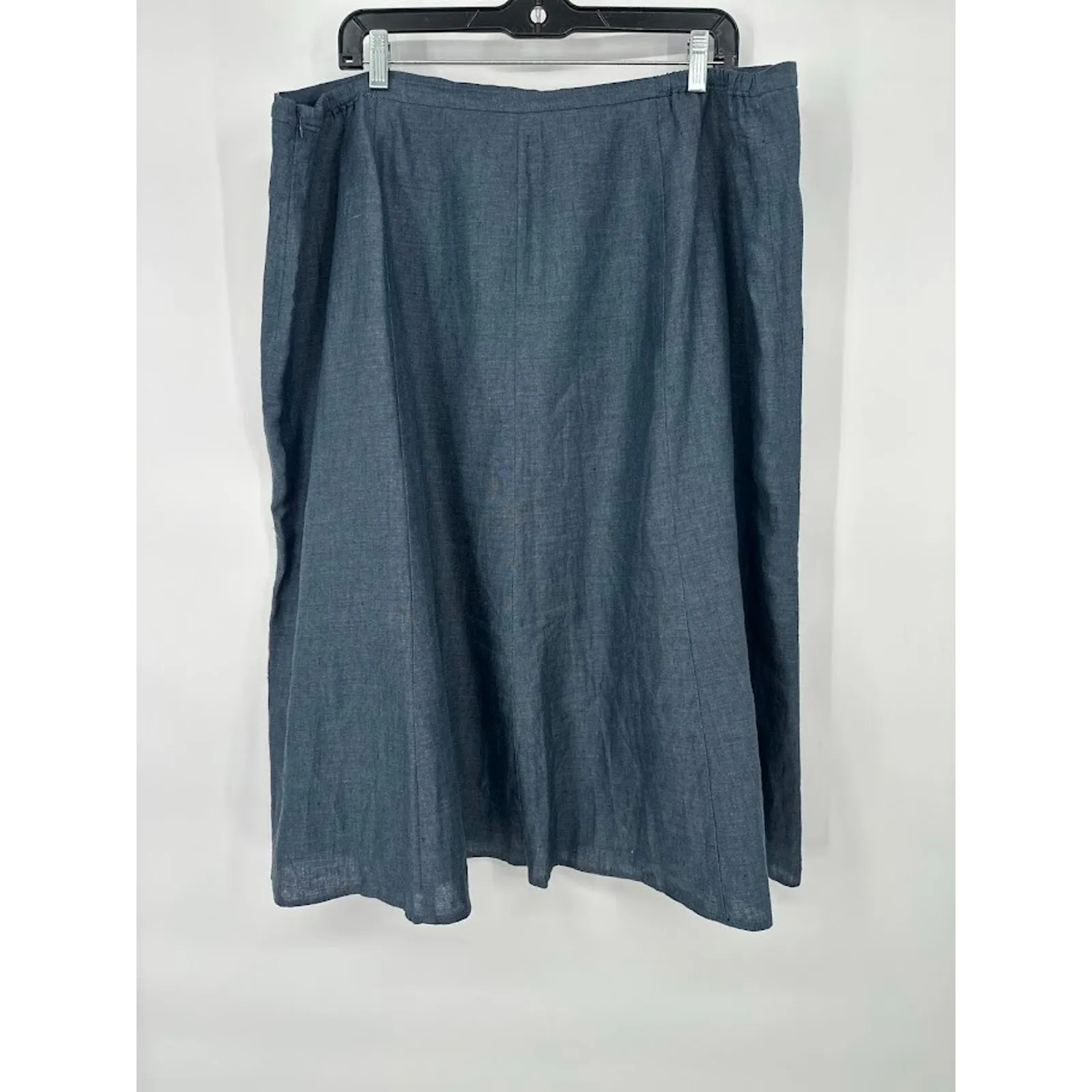 Talbots Linen Midi Skirt Womens Size 20W Petite Blue A Line Flared Chambray - Image 3