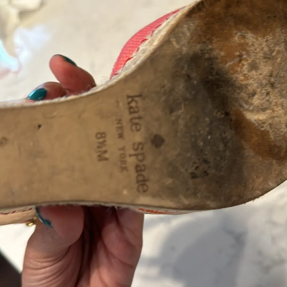 Kate Spade New York Jane Wedge Sandals Hamptons garden party preppy size 8.5 - Image 12