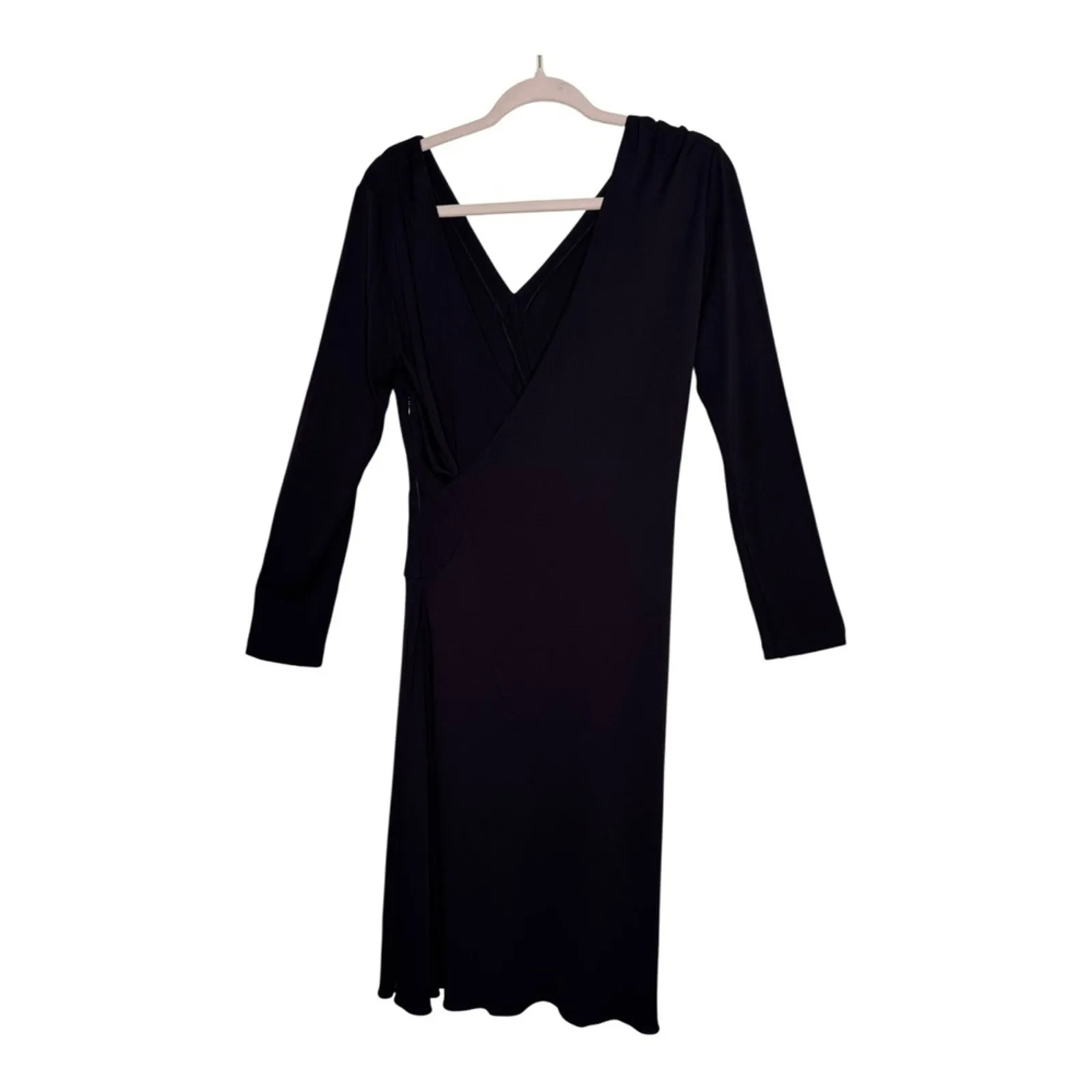 Luca Luca Made In Italy Black Faux Wrap Elegant V - Image 6