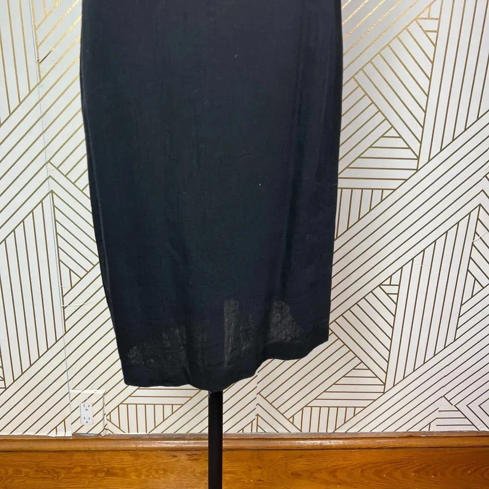 Apiece Apart‎ One Shoulder Dress Asymmetric Cape Sleeve Cotton Black Size US 6 - Image 4