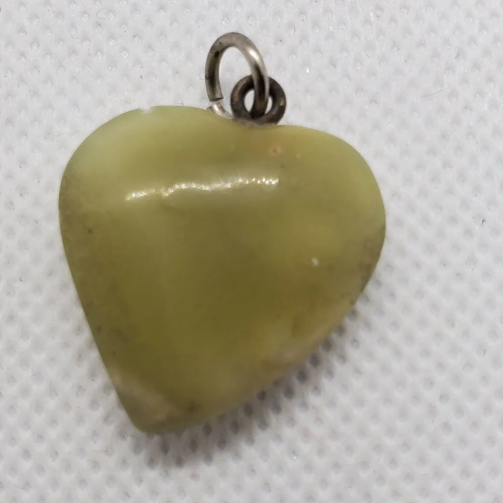 Olive Opal Stone Heart Pendant Green - Image 2