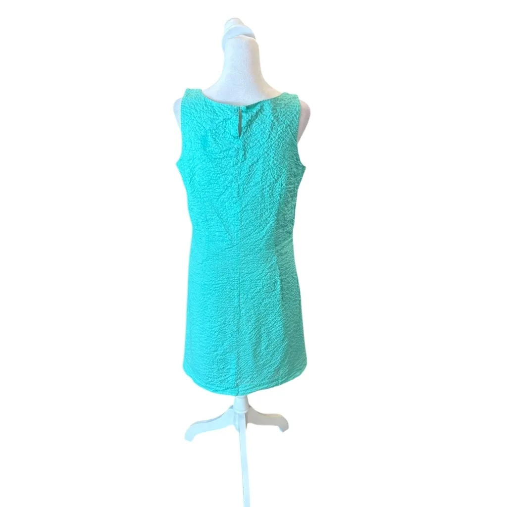 J Crew Turquoise Cotton Dress Sleeveless Mini Gauzy Textured Womens Size 6 - Image 2