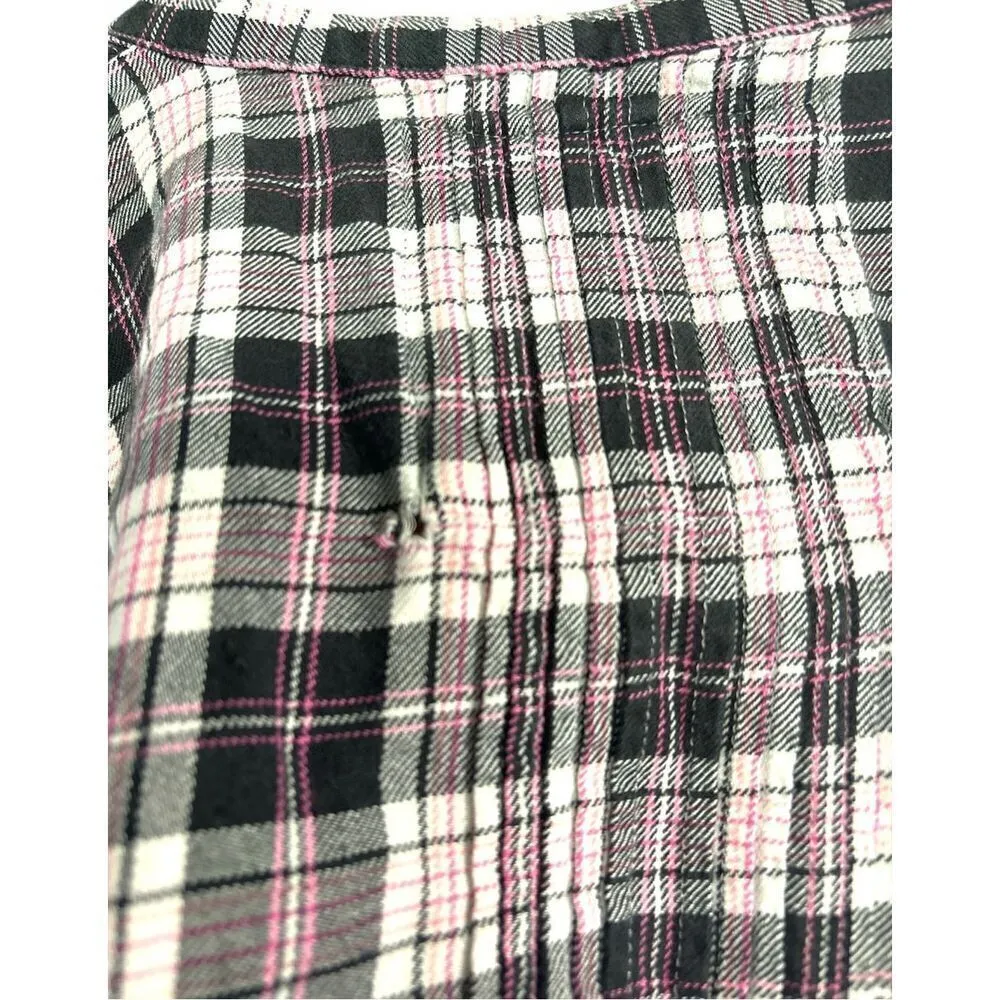 Victorias Secret PINK Cotton Plaid Button Tie Campus‎ Sleep Shirt Casual Dress L - Image 5