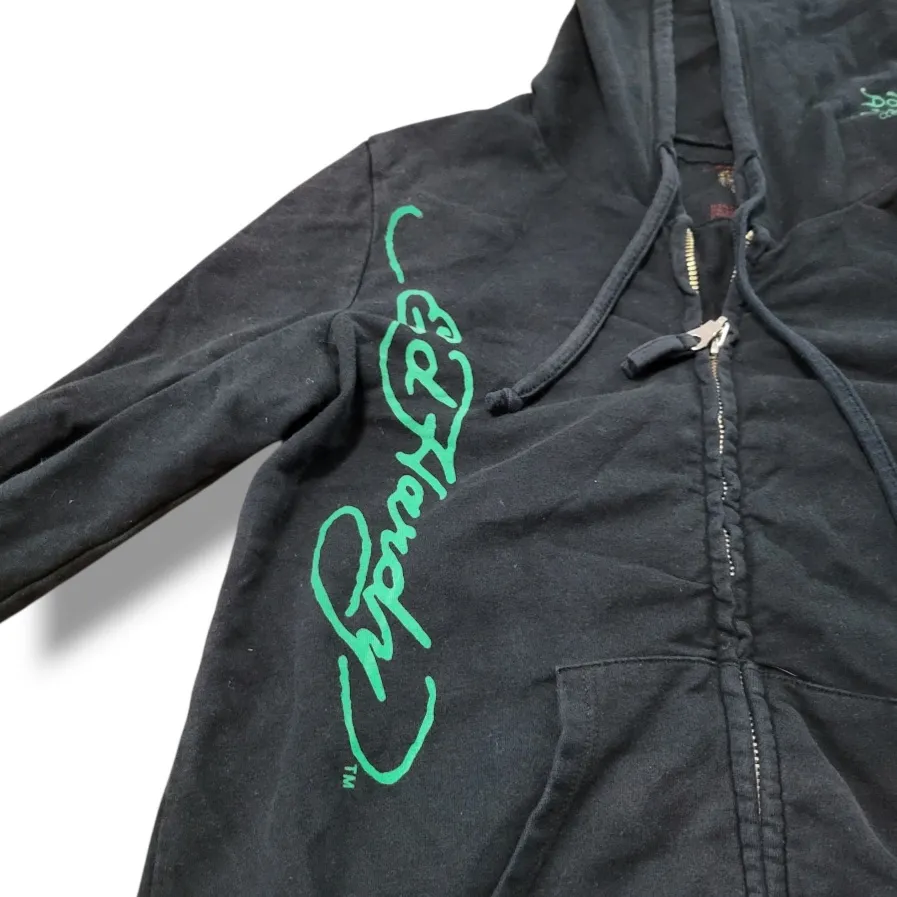 Y2k Vintage Ed Hardy Sweatshirt Small Zip Up Hoodie NYC Skull Eagle Snake Fading Faded Discoloration - Image 4