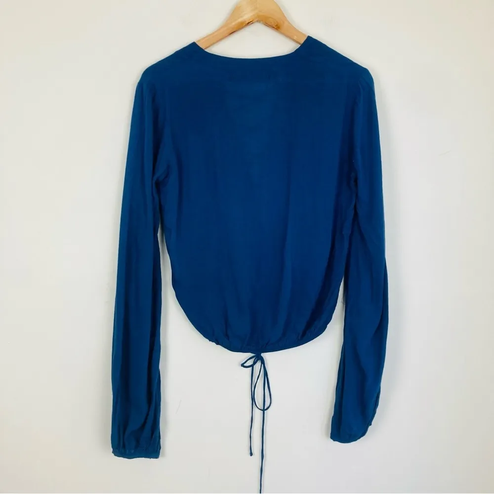 Faithfull the brand navy blue Shrimpton lace up, drawstring waist shirt. Small - Image 4