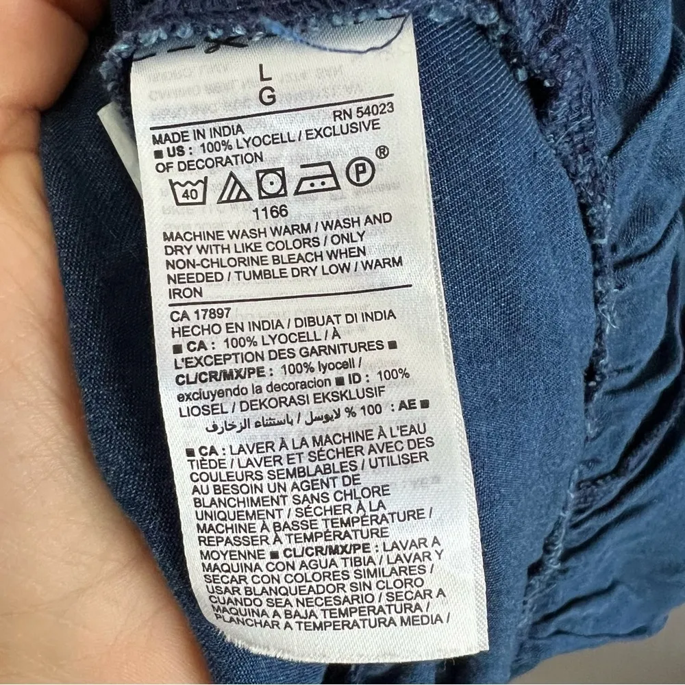 Old Navy Smocked Indigo Maxi Bitton Ruffle Longline Lyocell Large - Image 6