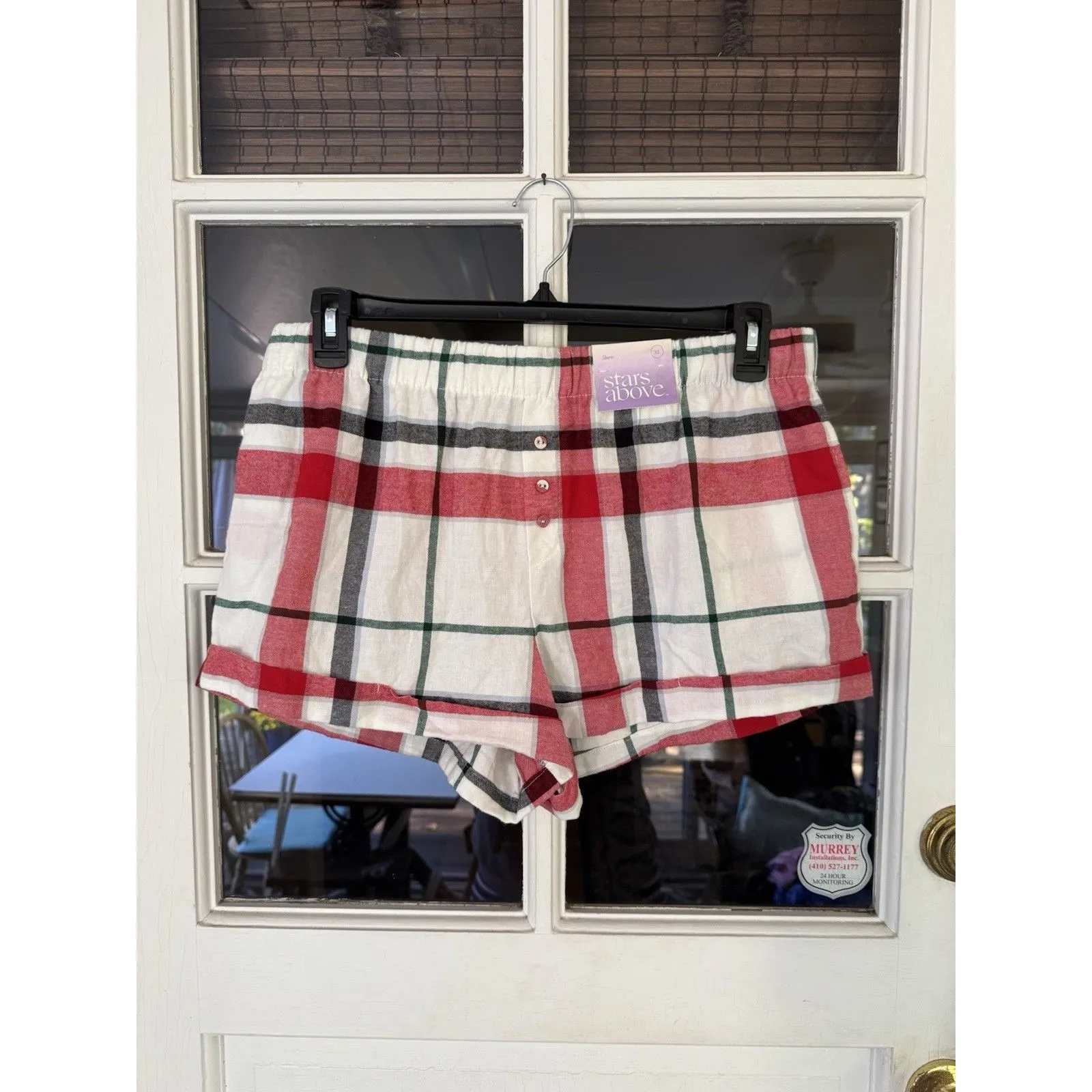 Stars Above Women’s Plaid Flannel Pajama Lounge Shorts Size XL Red Multi New - Image 2