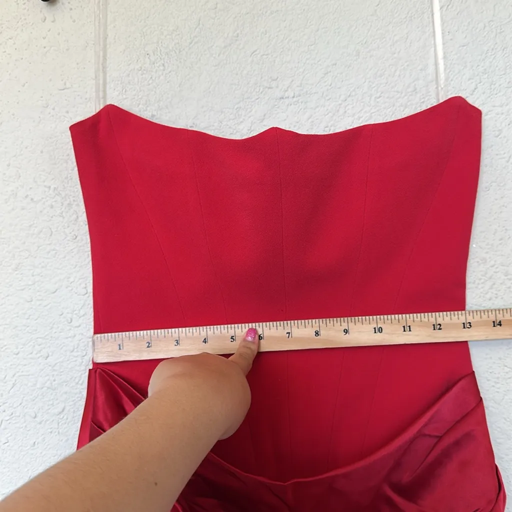 HOUSE OF CB 'Persephone' Scarlet Strapless Corset Maxi Dress NWOT size S‎ - Image 5