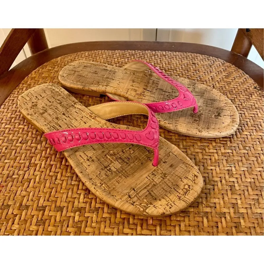 Jack Rogers pink stitch flip flop sandals size 6 - Image 3