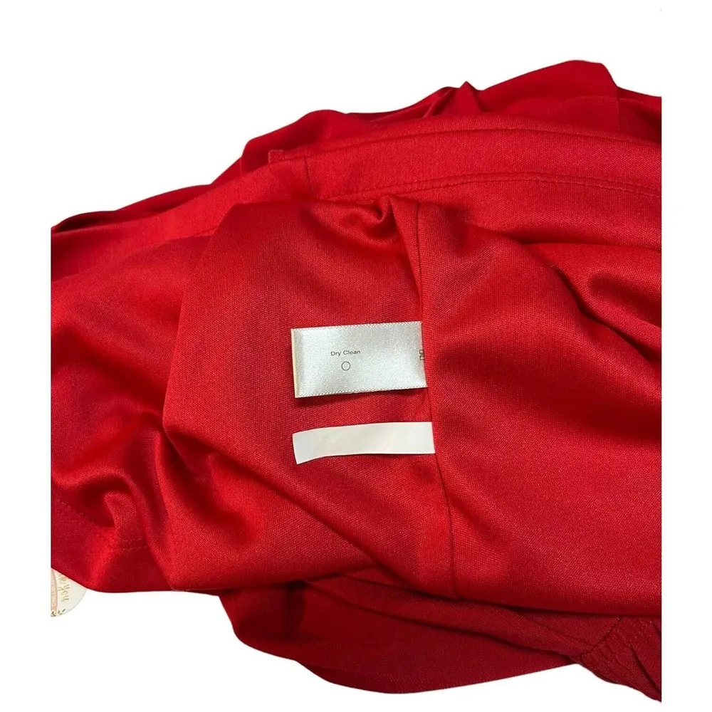 Boston Proper One Shoulder Long Sleeve Ruched Bodycon Christmas Dress Red 0 - Image 12