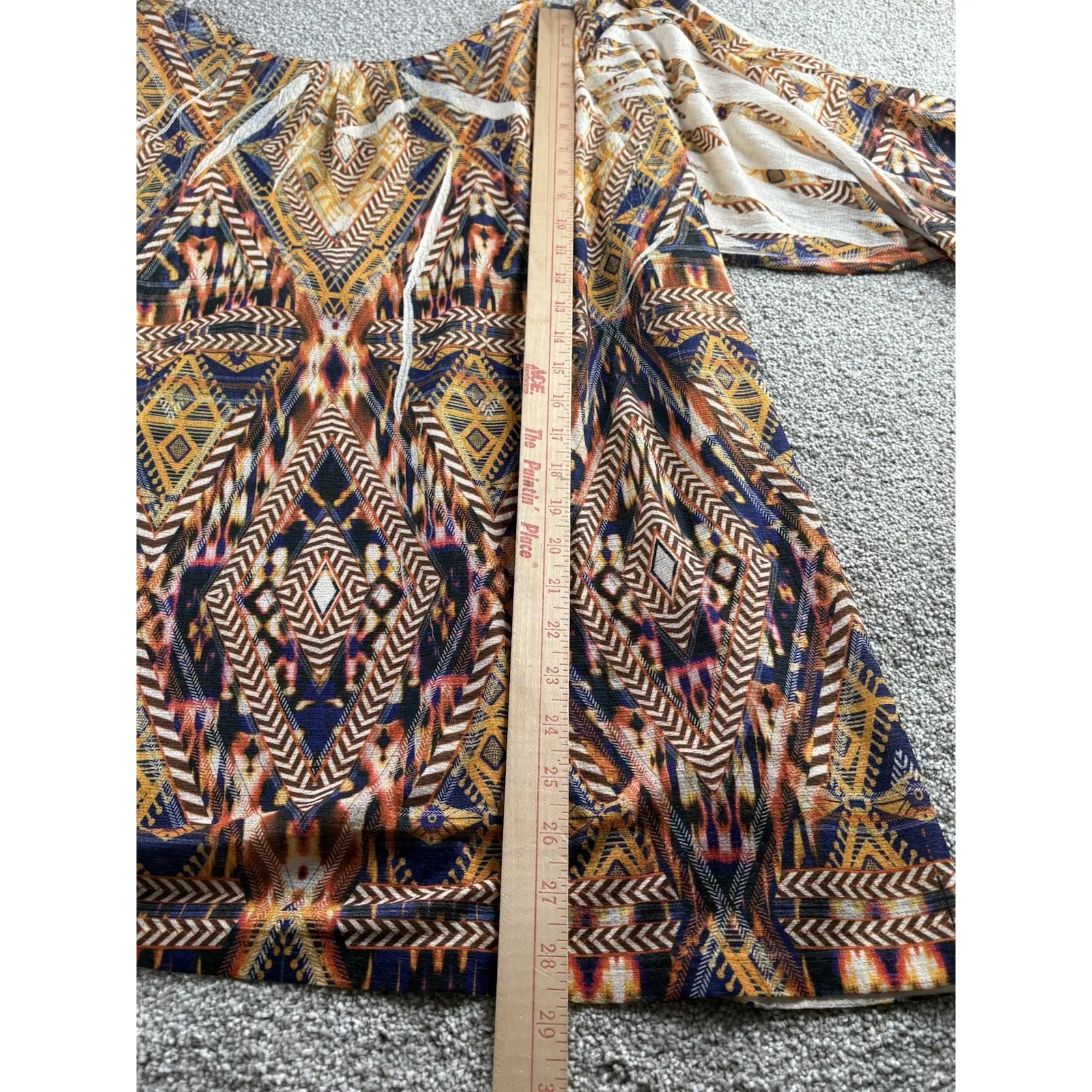 Citron Santa Monica women's 3X Boho tunic Top Tribal rhinestone V - Image 9