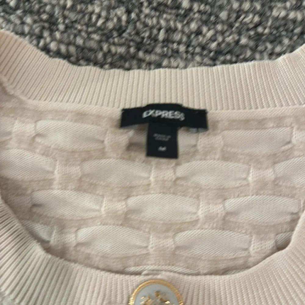 Express Velvet Textured Cream Cardigan Sz M - Image 8