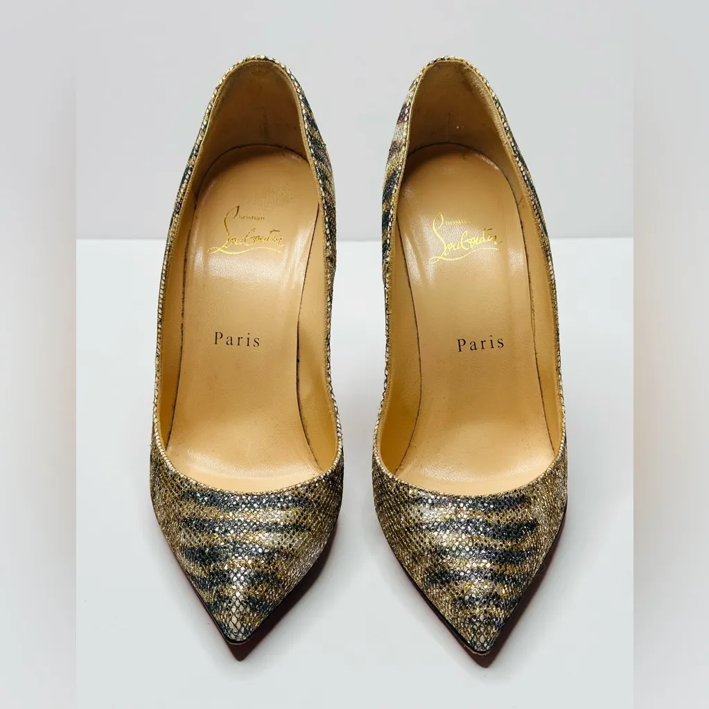 Christian Louboutin Pigalle Follies Glitter Sirene Stiletto Heels Shoes Size 37 - Image 4