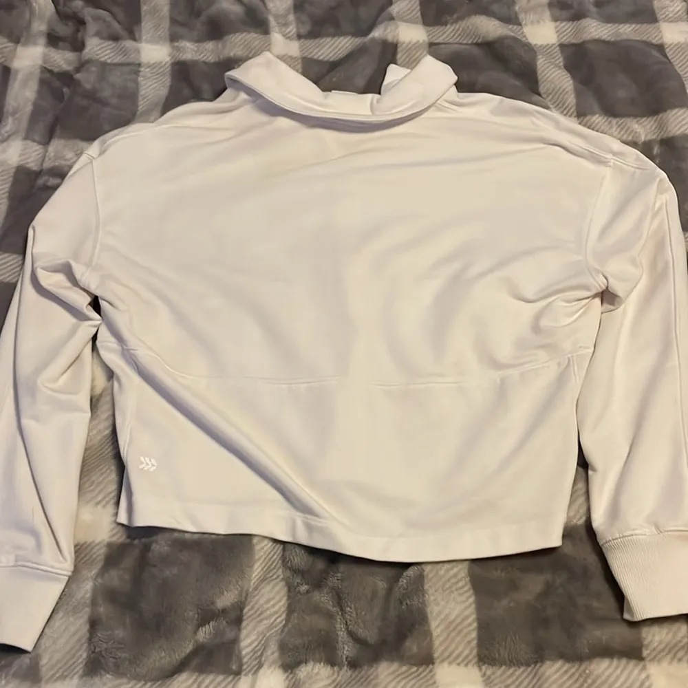 White All In Motion Cropped Collared Quarter Zip - Image 2