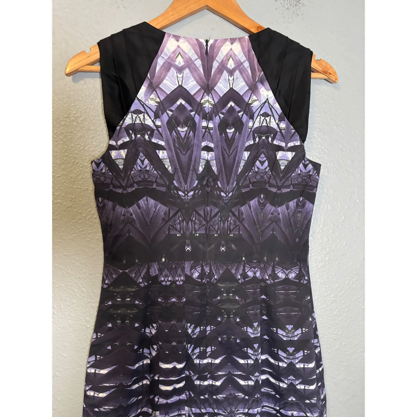 Karen Millen Ombré Lace Print Signature Stretch Sheath Dress Purple Size 8 - Image 8