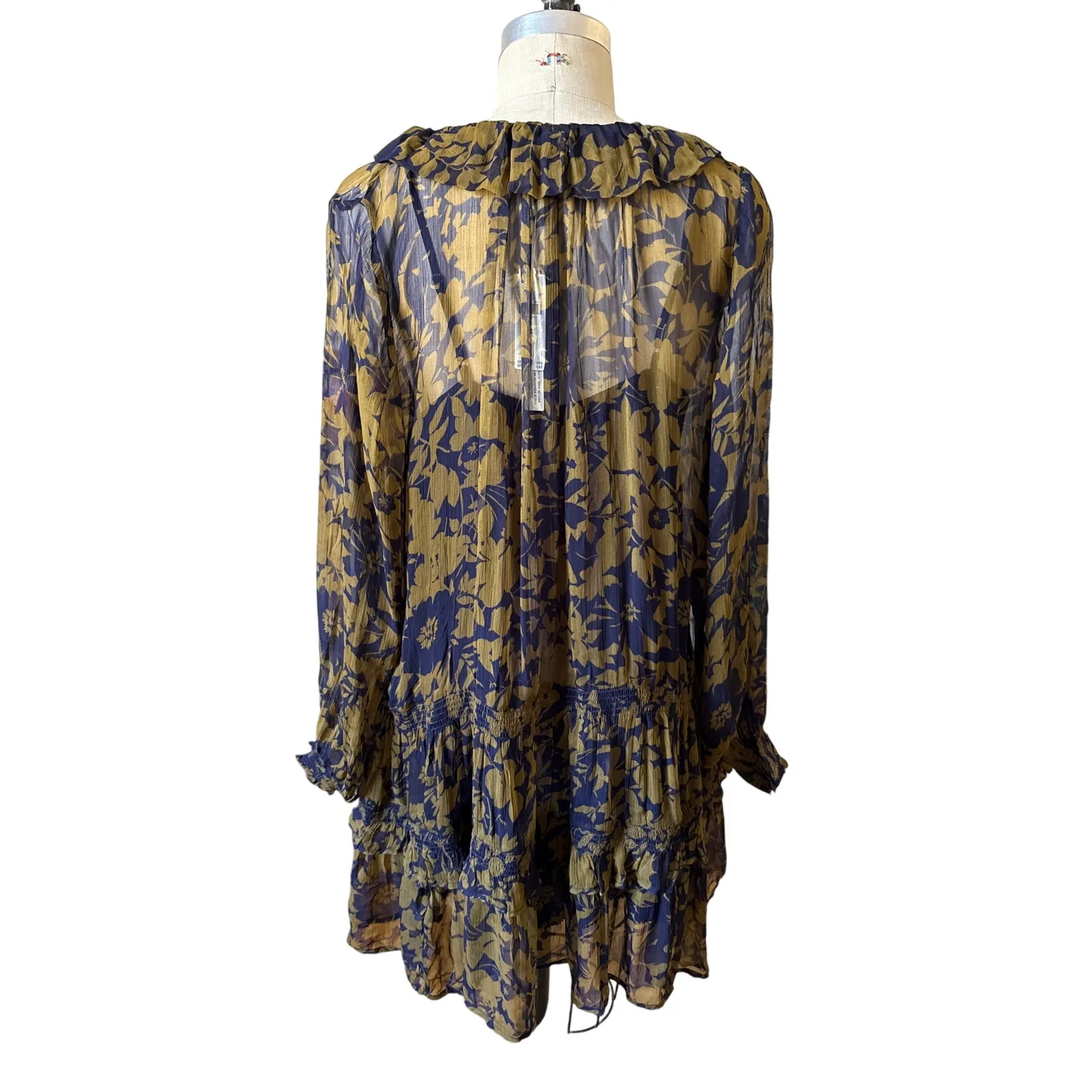 Anthropologie NWT The Marais Chiffon Mini Dress Women’s Size 1X Green Printed - Image 4