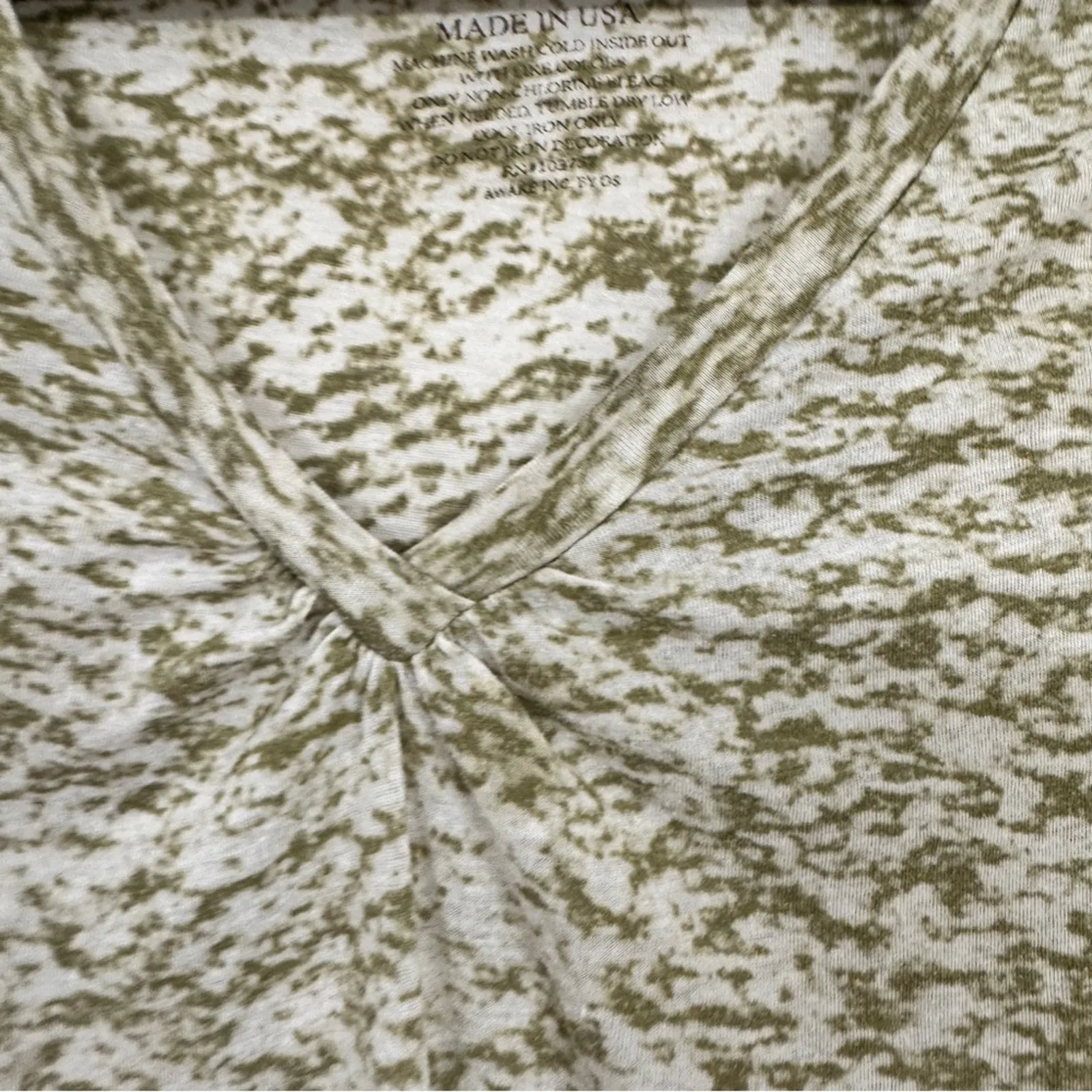 Vintage Awake Inc Green Burn Out Long Sleeve Tee Shirt Womens XL Casual V Neck - Image 4