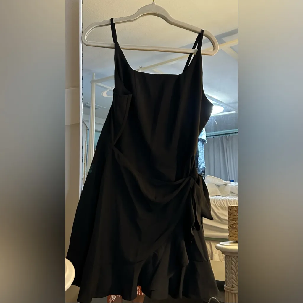 NEW Black Spaghetti Strap Mini Apron Wrap Dress XL - Image 4