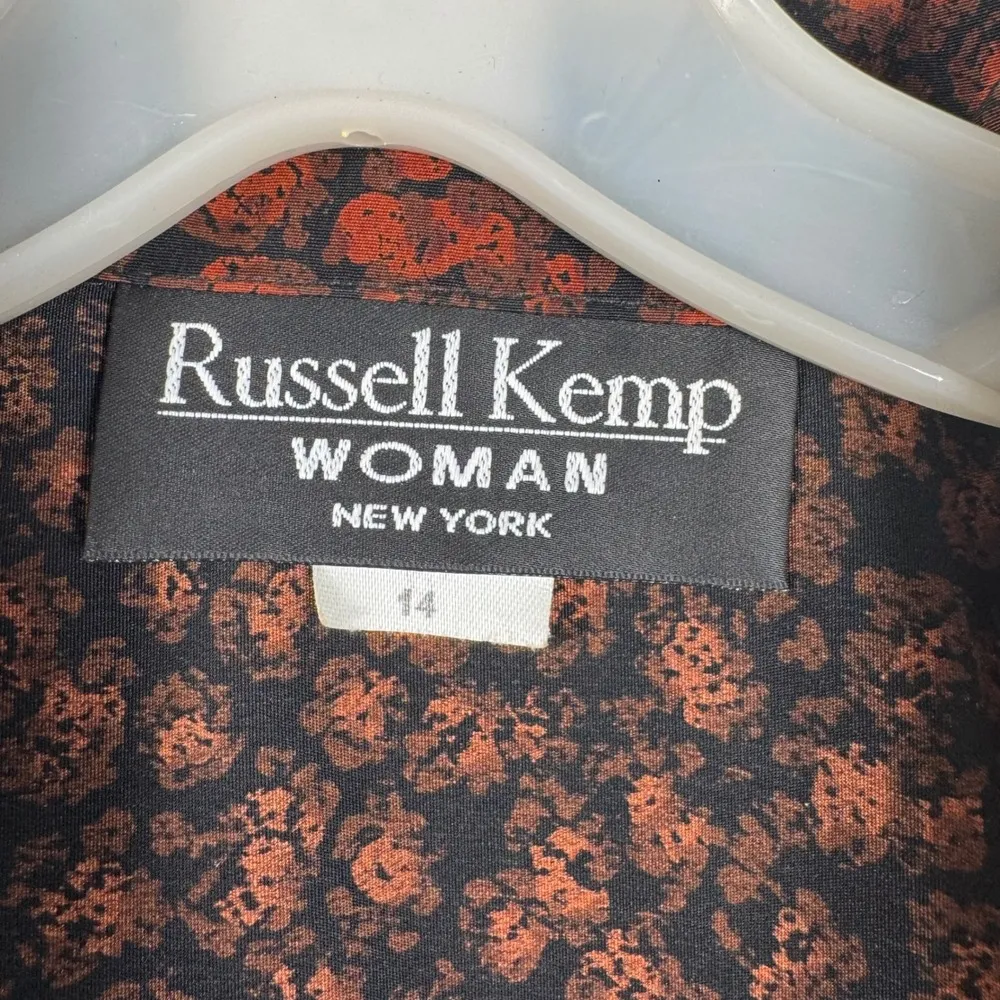 Vintage Russell Kemp Giraffe Print Button Down Blouse Safari Animal Print Sz 14 Brown - Image 2