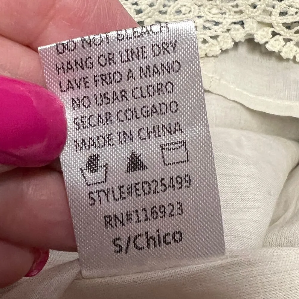 Easel Babydoll Smocked Antique Blue Cream Floral Damask Lace Trim Dress S Boho - Image 10