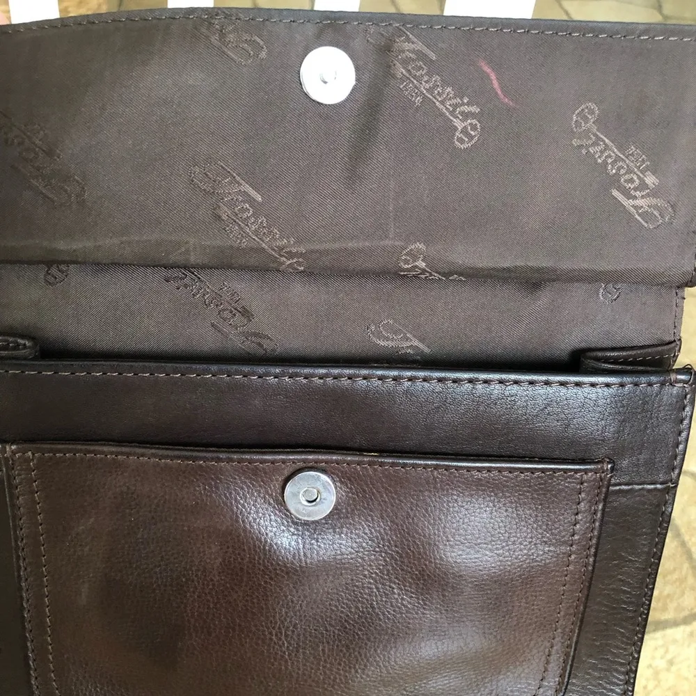 Vintage Fossil Brown Leather Organizer Crossbody Purse Bag - Image 7