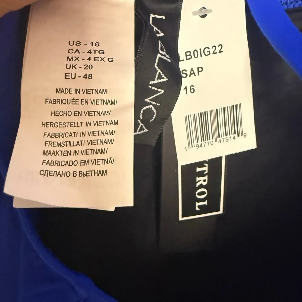 La Blanca Island Goddess Multi-Strap Cross-Back Sapphire Blue One Piece Swimsuit - Image 10