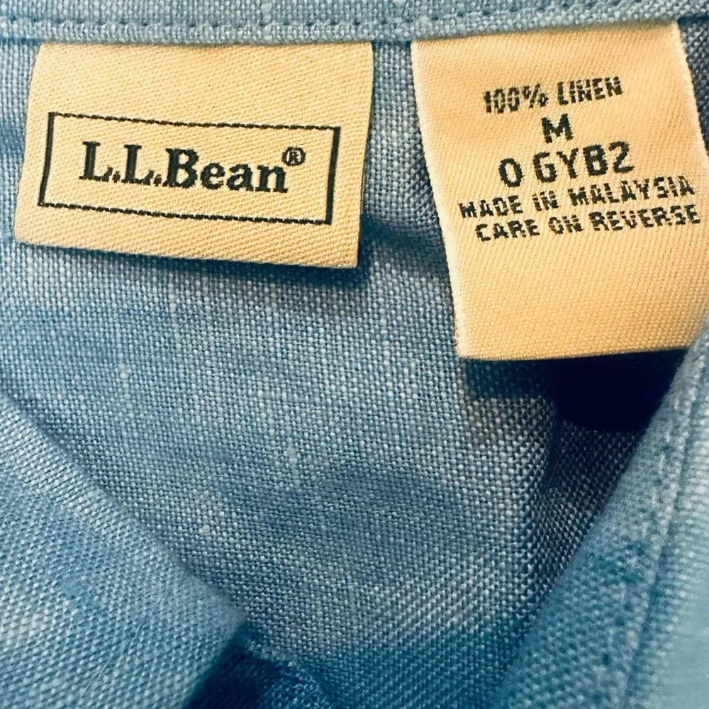 LL Bean Women Med 100% Linen Long Sleeve Casual Elegance Beachy Sustainable Boho Blue - Image 3