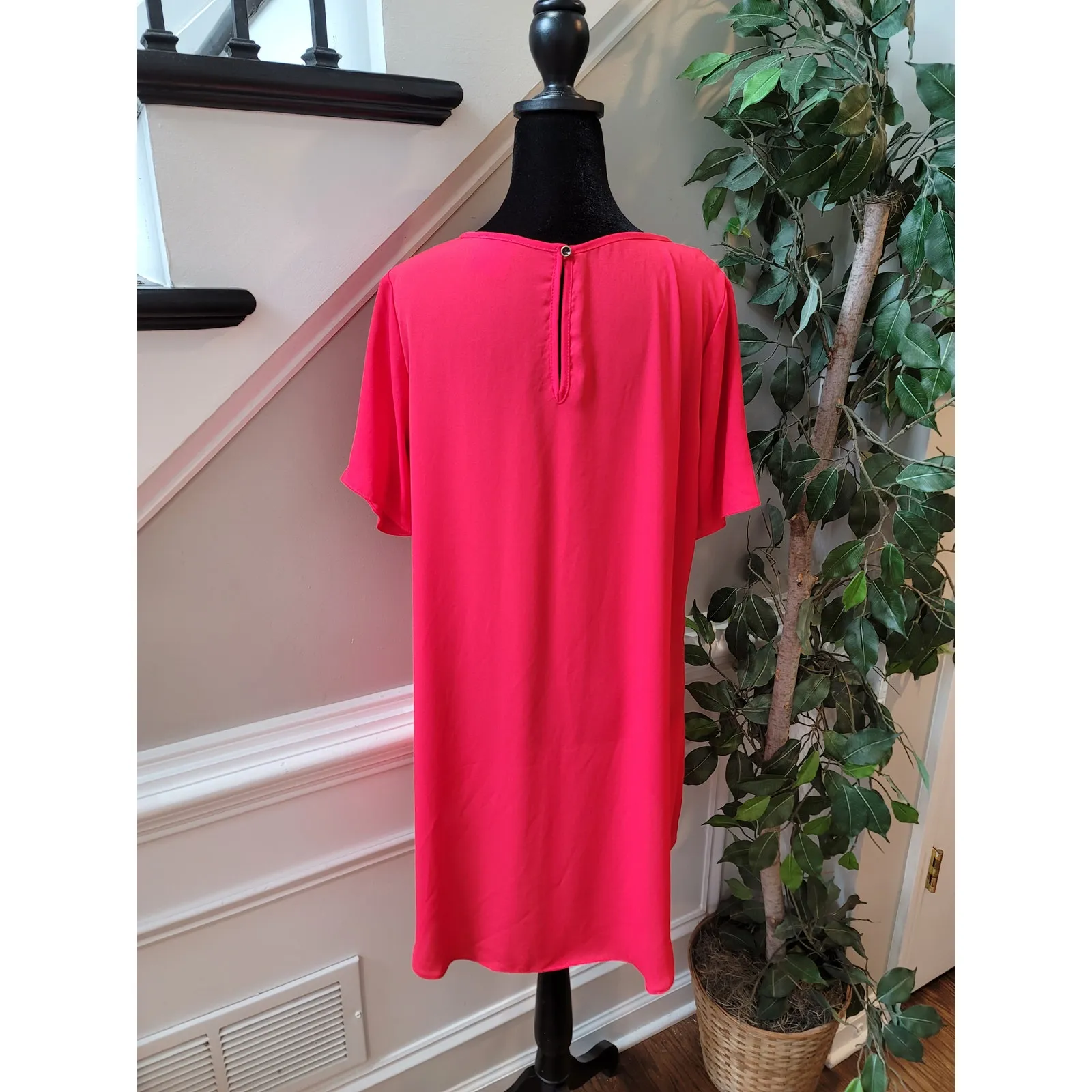 Nymphe Dress Women's Large Red Short Sleeves Shift Tunic  Career Casual - Image 7