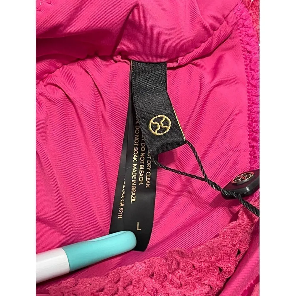 Vix Paula Hermanny Scales Helen Laser Cut Triangle Bikini‎ Top Swim Pink Large Pink - Image 11