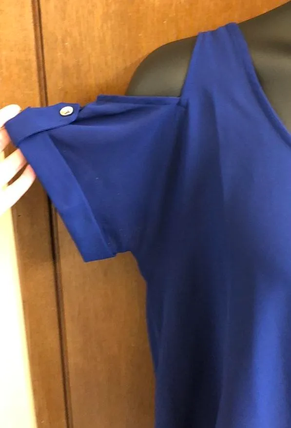 Dina Be Navy Sheer Cold Shoulder Top - Image 4