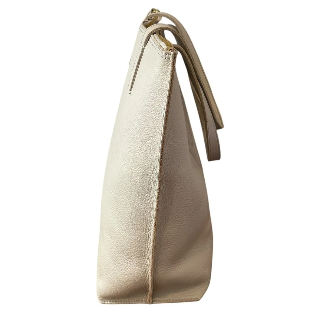 Mark & Graham Beige Pebbled Leather Tote Bag Neutral Minimalist Tan - Image 2