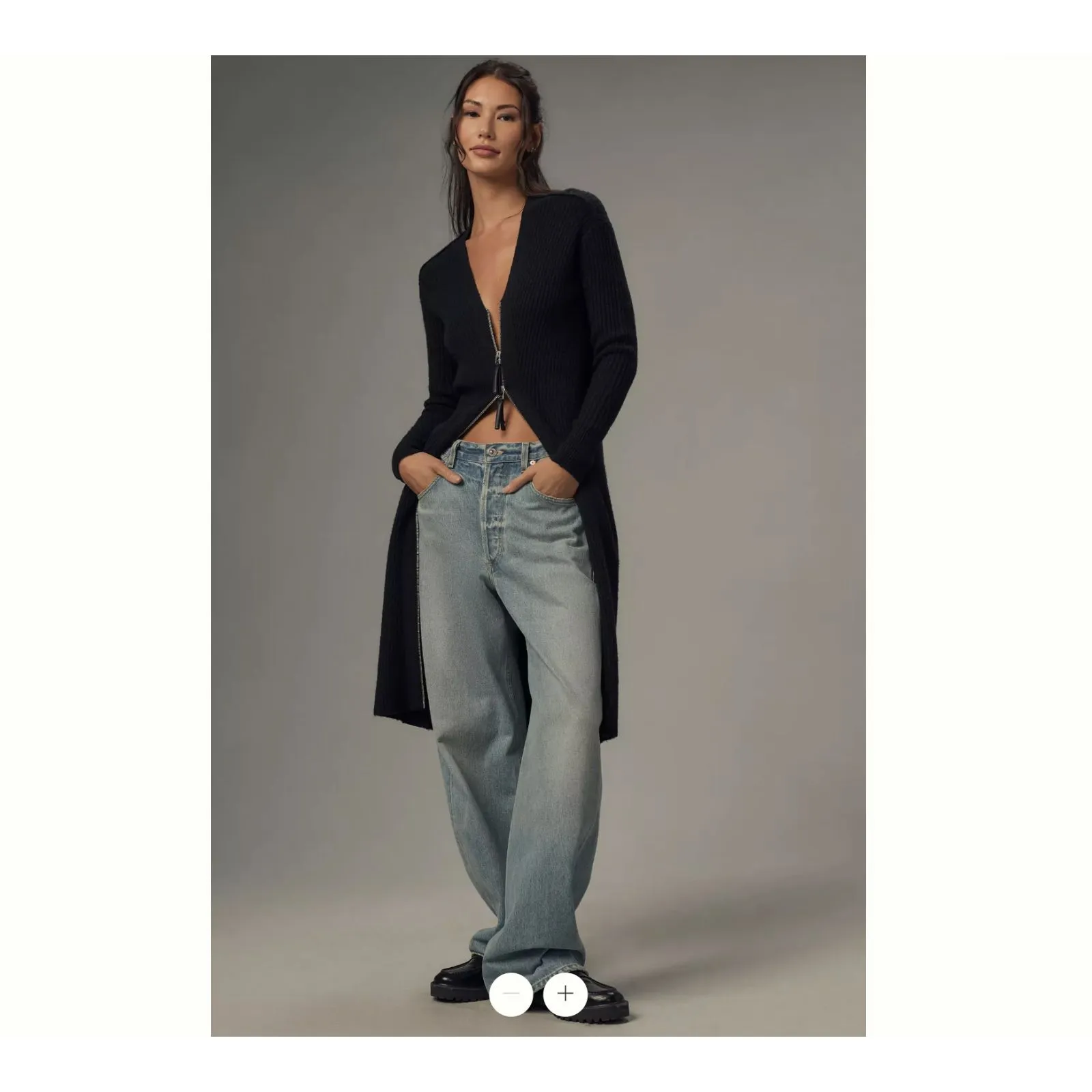 Anthropologie Pilcro Faux Leather-Trimmed Duster Cardigan Sweater - Image 2