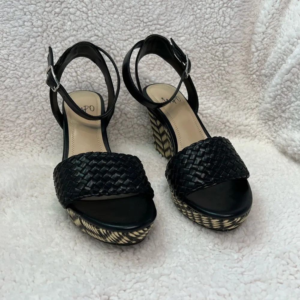 Impo platform wedge sandals black faux leather size 7 M braided ankle st… - Image 3