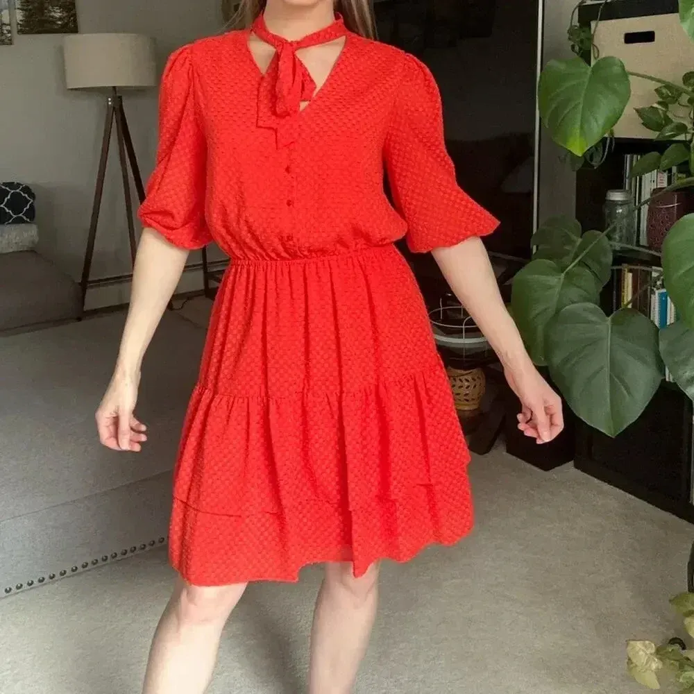 Nanette Lepore Red Tiered Dress Size 6 - Image 2