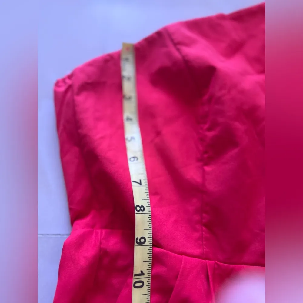 Elegant Red Strapless Jumpsuit wide leg chime size M pocket zipper Size M - Image 12