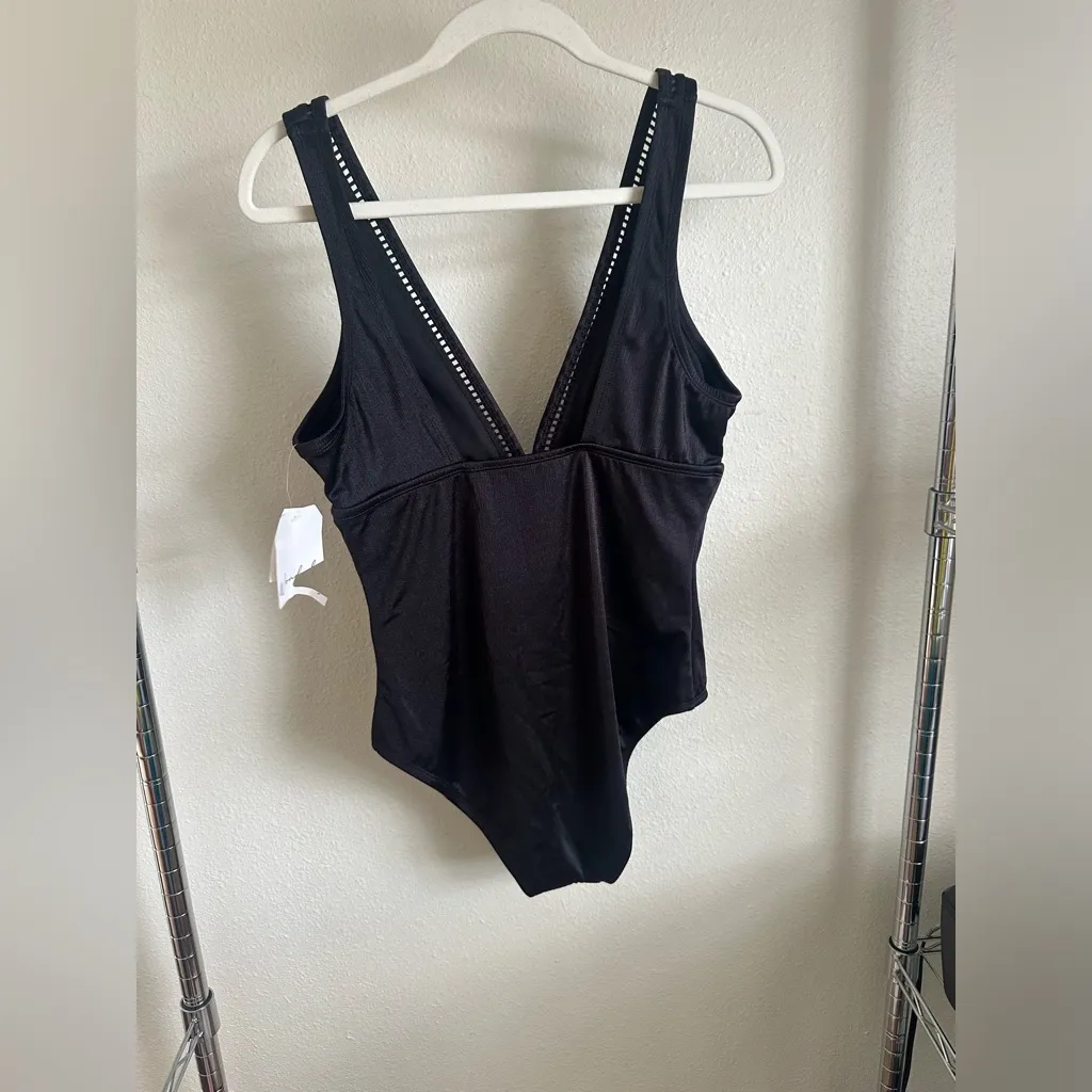 WONDERLY Black V-Neck One-Piece Swimsuit. - Image 2