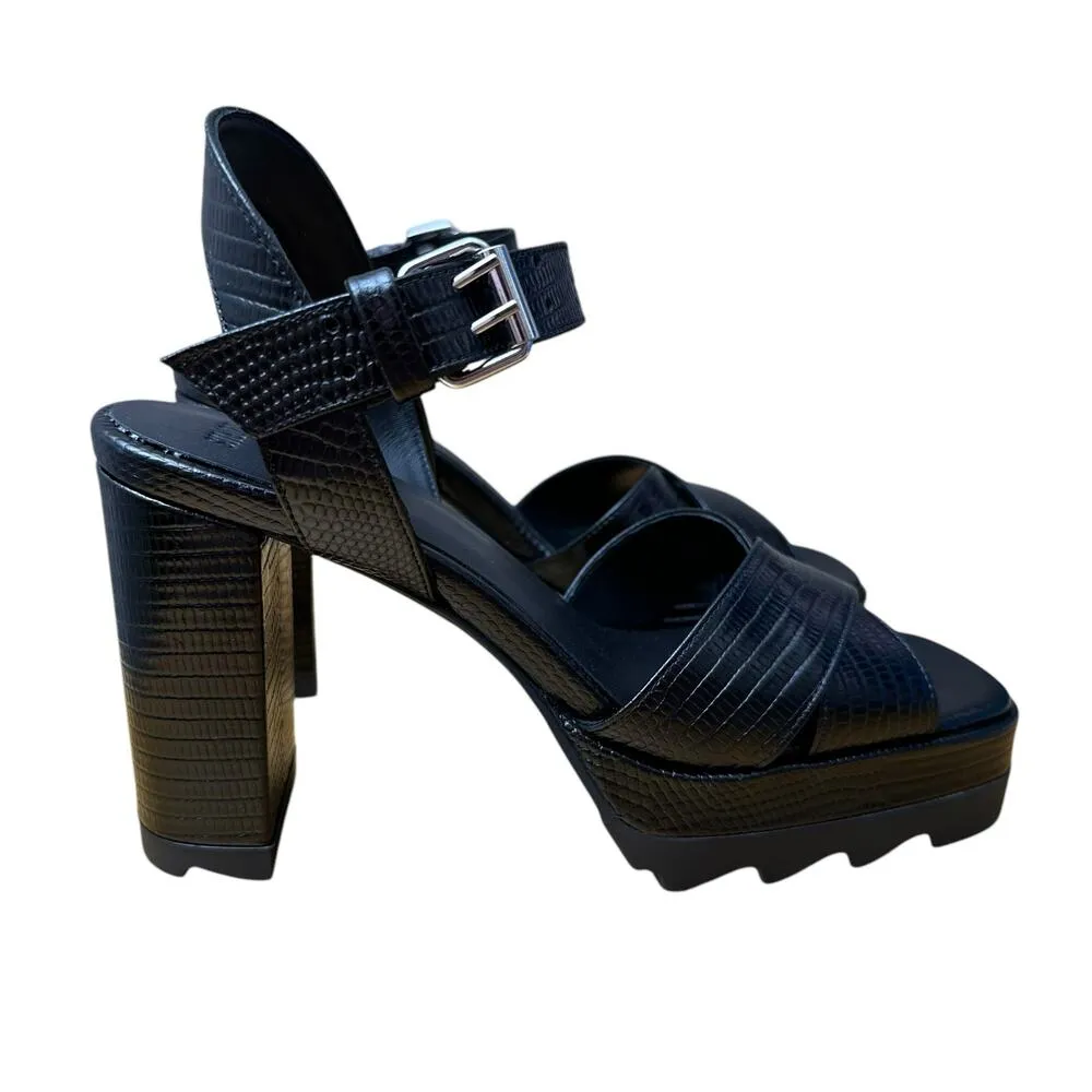 The Kooples Women’s Sz EU 38 US 7 Black Ankle Strap High Heel Leather Sandals - Image 4