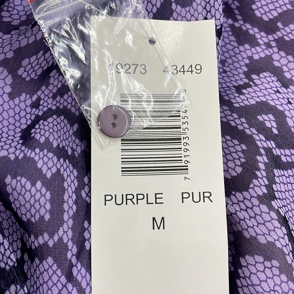 New York City Design Co. NWT Purple Silk Snakeskin Print Sleeveless Blouse Size M - Image 11