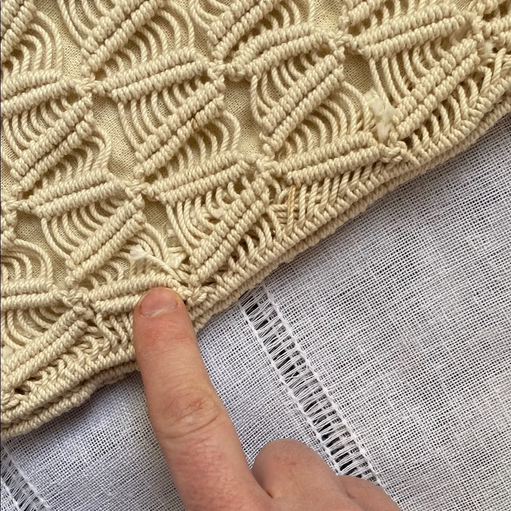 Handcrafted Cream Macramé Handbag Tan - Image 7