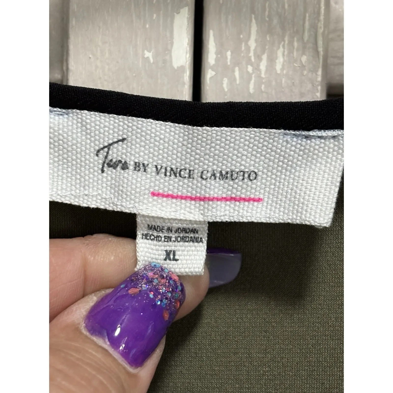 Tara By Vince Camuto Green/Black‎ Short Split Sleeve Bow Blouse Size XL Black - Image 2